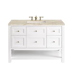 Breckenridge 48" Single Vanity, Bright White, w/ 3 CM Tajnar Eclos Top w/FreePower Wireless Charger