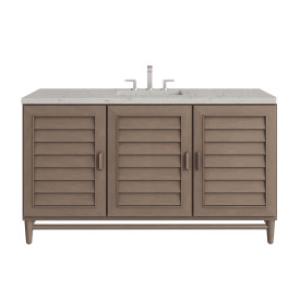 Portland 60IN Single Vanity Whitewashed Walnut w/ 3 CM Victorian Silver Silestone Top