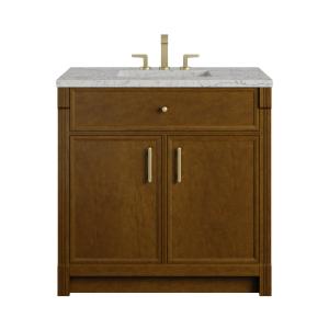 Bellshire 36" Single Vanity, Honey Oak w/ 3 CM Eternal Jasmine Pearl Silestone Top