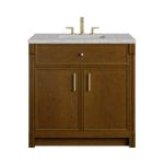 Bellshire 36" Single Vanity, Honey Oak w/ 3 CM Eternal Jasmine Pearl Silestone Top