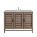 Portland 48IN Single Vanity Whitewashed Walnut w/ 3 CM Victorian Silver Silestone Top w/FreePower Wireless Charger