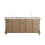 Kinnsden 72" Double Vanity, Weathered Oak w/ 3 CM Lime Delight Silestone Top