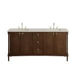 Kinnsden 72" Double Vanity, Sable Oak w/ 3 CM Siberian Silestone Top w/FreePower Wireless Charger