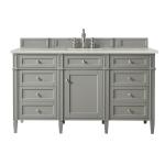 Brittany 60" Single Vanity, Urban Gray, w/ 3 CM Siberian Silestone Top w/FreePower Wireless Charger