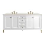 Chicago 72" Double Vanity, Glossy White, w/ 3 CM Siberian Silestone Top