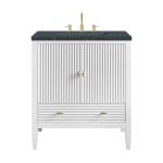 Myrrin 30" Single Vanity, Bright White w/ 3 CM Charcoal Soapstone Silestone Top
