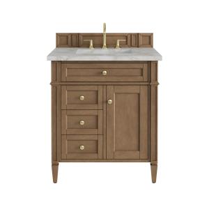 Brittany 30" Single Vanity, Pecan w/ 3 CM Victorian Silver Silestone Top