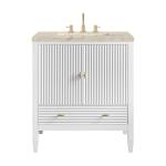 Myrrin 30" Single Vanity, Bright White w/ 3 CM Tajnar Eclos Top