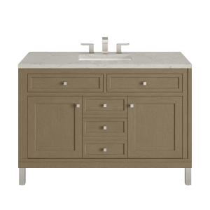 Chicago 48" Single Vanity, Walnut Whisper, w/ 3 CM Victorian Silver Silestone® Top w/FreePower Wireless Charger