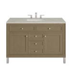 Chicago 48" Single Vanity, Walnut Whisper, w/ 3 CM Victorian Silver Silestone® Top w/FreePower Wireless Charger