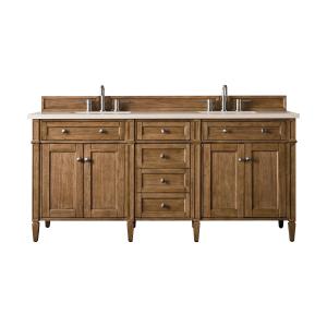 Brittany 72" Double Vanity, Saddle Brown w/ 3 CM Eternal Marfil Silestone Top