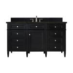 Brittany 60" Single Vanity, Black Onyx, w/ 3 CM Phantome Eclos Top