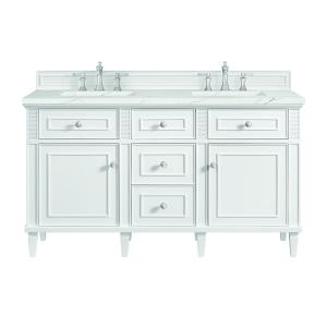 Lorelai 60" Double Vanity, Bright White w/ 3 CM Ethereal Noctis Silestone Top w/FreePower Wireless Charger