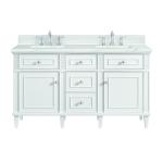 Lorelai 60" Double Vanity, Bright White w/ 3 CM Ethereal Noctis Silestone Top w/FreePower Wireless Charger