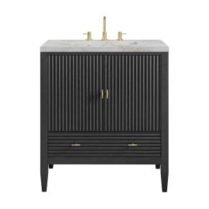 Myrrin 30" Single Vanity, Carbon Oak w/ 3 CM Victorian Silver Silestone Top