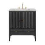 Myrrin 30" Single Vanity, Carbon Oak w/ 3 CM Victorian Silver Silestone Top