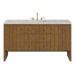 Hudson 60" Single Vanity, Honey Oak w/ 3 CM Eternal Jasmine Pearl Silestone Top w/FreePower Wireless Charger