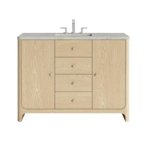 Gracyn 48" Single Vanity, Coastal Driftwood, w/ 3 CM Victorian Silver Quartz Widespread Top