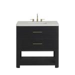 Lucian 36" Single Vanity, Carbon Oak w/ 3 CM White Zeus Silestone Widespread Top