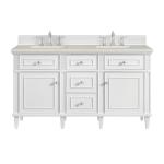 Lorelai 60" Double Vanity, Bright White, w/ 3 CM Siberian Silestone Top w/FreePower Wireless Charger