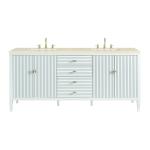Myrrin 72" Double Vanity, Bright White w/ 3 CM Eternal Marfil Silestone Top