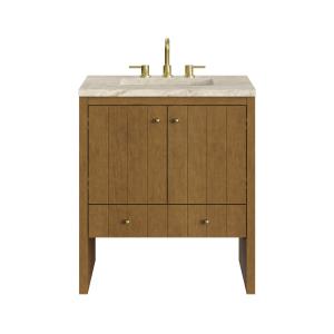 Hudson 30" Single Vanity, Honey Oak w/ 3 CM Tajnar Eclos Top