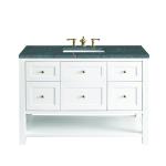 Breckenridge 48" Single Vanity, Bright White w/ 3 CM Parisien Bleu Top w/FreePower Wireless Charger