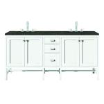 Addison 72" Double Vanity, Glossy White, w/ 3 CM Phantome Eclos Top