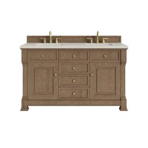 Brookfield 60" Double Vanity, Pecan, w/ 3 CM Siberian Silestone Top