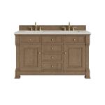 Brookfield 60" Double Vanity, Pecan, w/ 3 CM Siberian Silestone Top