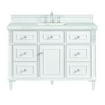 Lorelai 48" Single Vanity, Bright White w/ 3 CM Ethereal Noctis Silestone Top w/FreePower Wireless Charger
