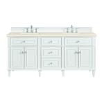 Lorelai 72" Double Vanity, Bright White w/ 3 CM Eternal Marfil Silestone Top