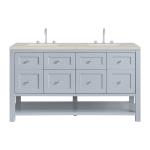Breckenridge 60" Double Vanity, Serenity Blue, w/ 3 CM Siberian Silestone Top