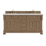 Brookfield 72" Double Vanity, Pecan, w/ 3 CM Siberian Silestone Top w/FreePower Wireless Charger