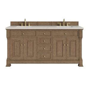 Brookfield 72" Double Vanity, Pecan, w/ 3 CM Siberian Silestone Top w/FreePower Wireless Charger