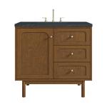 Laurent 36" Single Vanity, Honey Oak w/ 3 CM Charcoal Soapstone Silestone Top