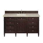 Brittany 60" Single Vanity, Burnished Mahogany, w/ 3 CM Tajnar Eclos Top