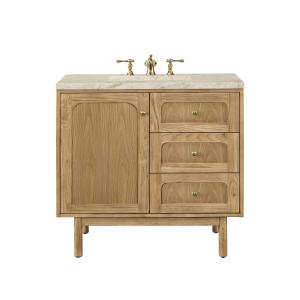 Laurent 36" Single Vanity, Light Natural Oak, w/ 3 CM Tajnar Eclos Top