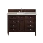 Brittany 48" Single Vanity, Burnished Mahogany, w/ 3 CM Siberian Silestone Top w/FreePower Wireless Charger