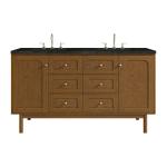 Laurent 60" Double Vanity, Honey Oak w/ 3 CM Phantome Eclos Top