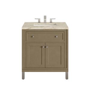 Chicago 30" Single Vanity, Walnut Whisper, w/ 3 CM Tajnar Eclos Top