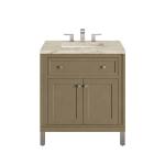 Chicago 30" Single Vanity, Walnut Whisper, w/ 3 CM Tajnar Eclos Top