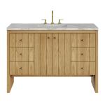 Hudson 48" Single Vanity, Light Natural Oak w/ 3 CM Victorian Silver Top w/ FreePower Wireless Charger