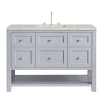 Breckenridge 48" Single Vanity, Serenity Blue, w/ 3 CM Victorian Silver Quartz Top w/FreePower Wireless Charger