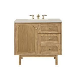 Laurent 36" Single Vanity, Light Natural Oak, w/ 3 CM Siberian Silestone Top