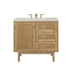 Laurent 36" Single Vanity, Light Natural Oak, w/ 3 CM Siberian Silestone Top