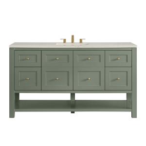Breckenridge 60" Single Vanity, Smokey Celadon, w/ 3 CM Siberian Silestone Top