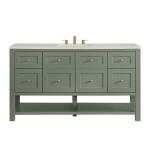 Breckenridge 60" Single Vanity, Smokey Celadon, w/ 3 CM Siberian Silestone Top