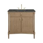 Kinnsden 36" Single Vanity, Weathered Oak w/ 3 CM Parisien Bleu Silestone Top