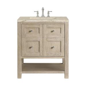 Breckenridge 30" Single Vanity, Whitewashed Oak, w/ 3 CM Tajnar Eclos Top